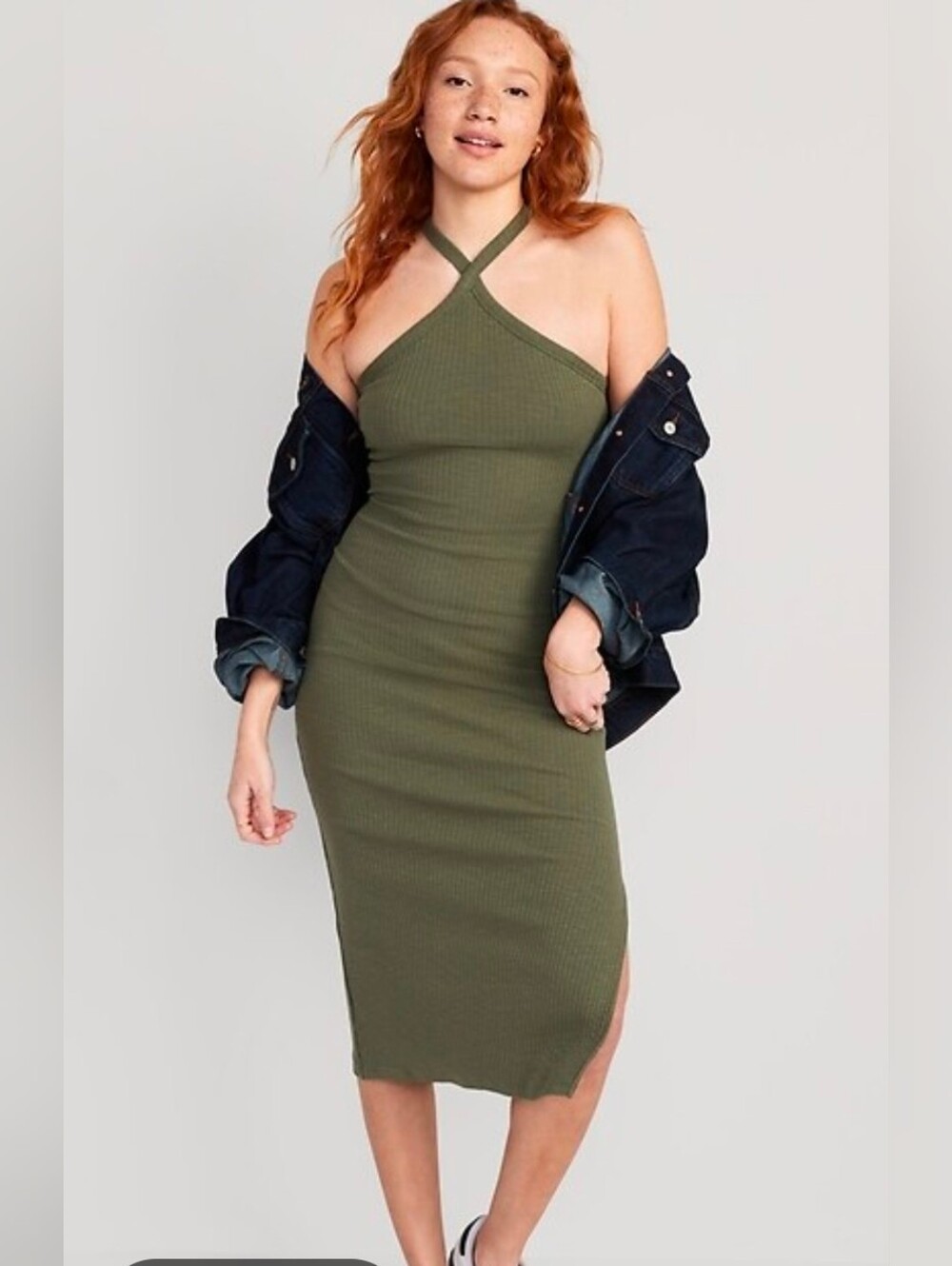 Old Navy Ribbed Knit Halter Midi Dress